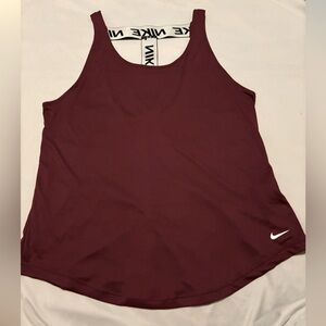 Nike Dri-Fit Victory Elastika Burgundy T-Back Training Tank Top Size Large